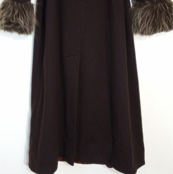 Midnight Velvet Vintage longline wool dress coat with fur trim women's size 14 - Picture 8 of 14